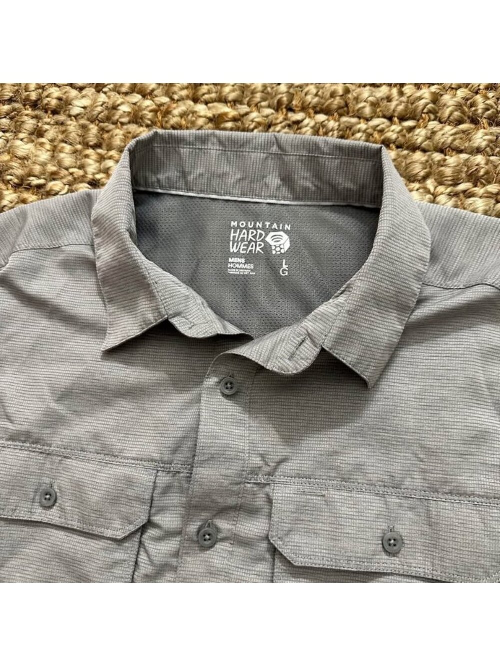 Mountain Hardwear Mens Long Sleeve Button Shirt Grey Textured L⁠arge